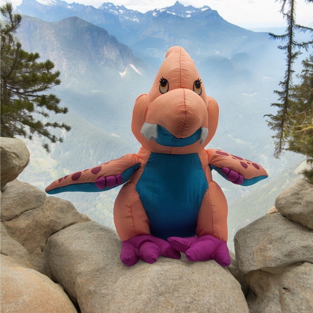 Nylon Parachute Material Pterodactyl Dinosaur Plush Squicker Orange Blue Purple
